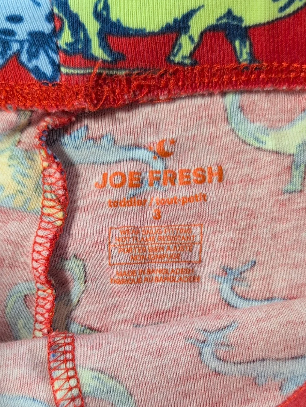 🩵3/$20🩵 Toddler 3T Joe Fresh Red Dino Pjs Pajama Sleepwear Boys Dinosaur 2 Pc - Picture 4 of 5